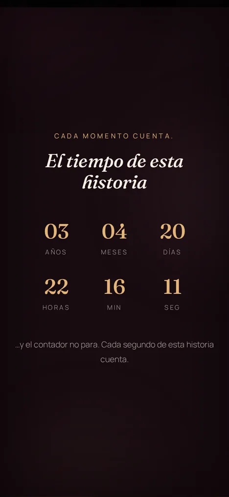 Contador de tiempo — Cada segundo de la historia de ustedes y el grupo.