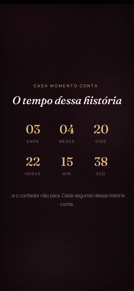 Contador do tempo — Cada segundo da história de vocês e a turma.