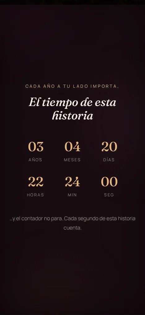 Contador de tiempo — Cada segundo de la historia de quien cumple años.