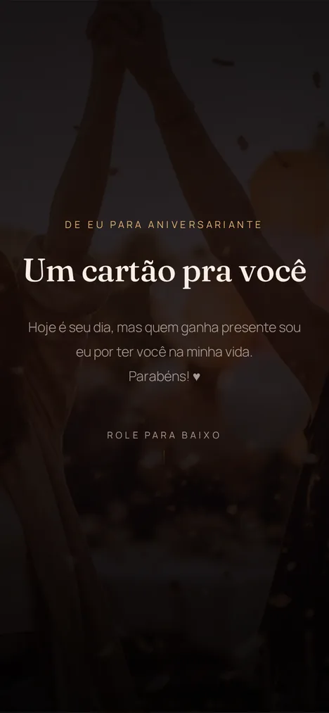 A capa — A abertura que revela a surpresa para quem faz aniversário.