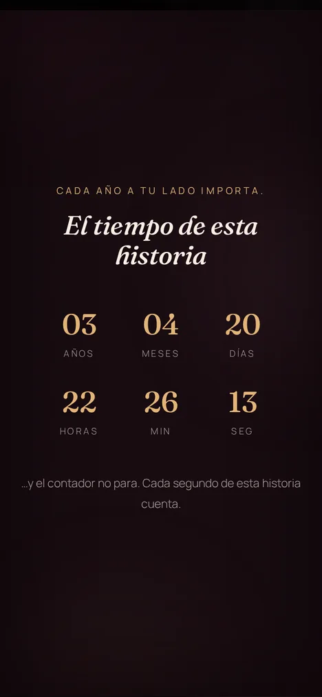 Contador de tiempo — Cada segundo de la historia de ustedes dos.