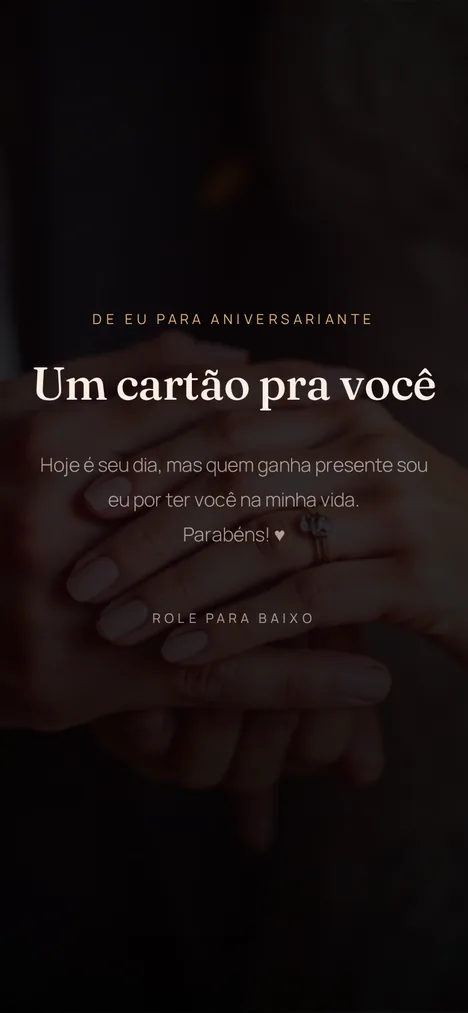 A capa — A abertura que revela a surpresa para vocês dois.