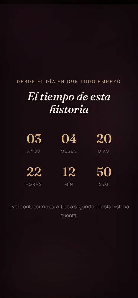 Contador de tiempo — Cada segundo de la historia de quien amas.