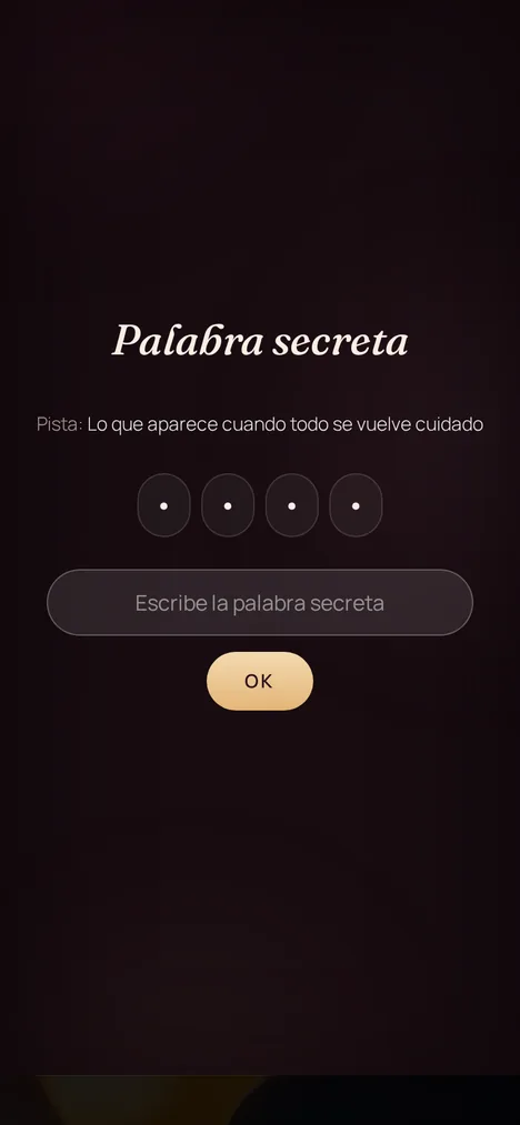 Palabra secreta — Un mini-juego que solo quien amas entiende.