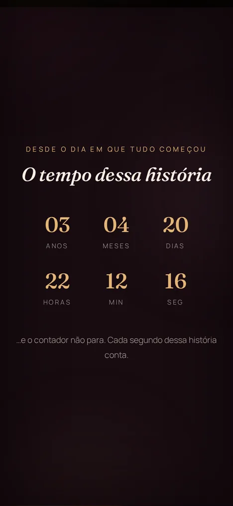Contador do tempo — Cada segundo da história de quem você ama.