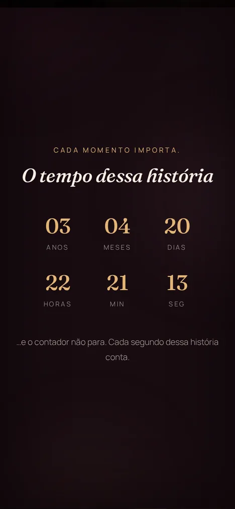 Contador do tempo — Cada segundo da história de você e sua irmã.