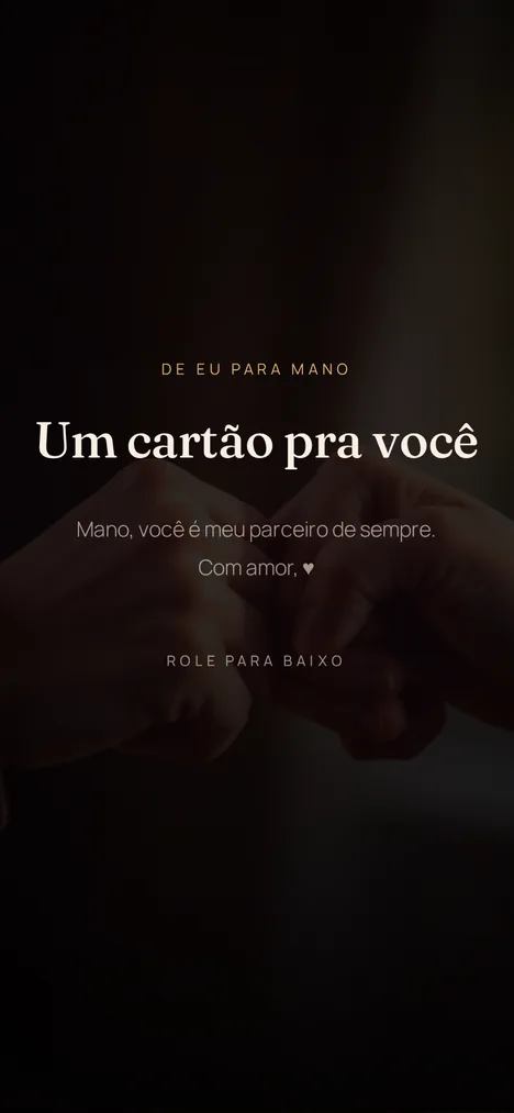 A capa — A abertura que revela a surpresa para você e seu irmão.