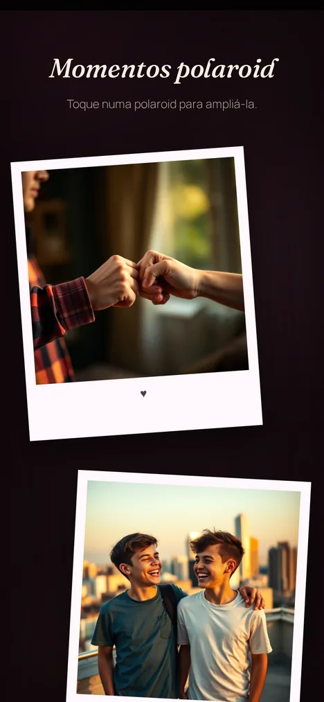 Polaroids — Memórias de você e seu irmão em moldura nostálgica.