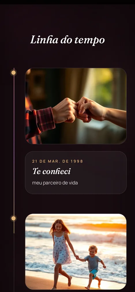 Linha do tempo — Os capítulos de você e seu irmão em ordem.