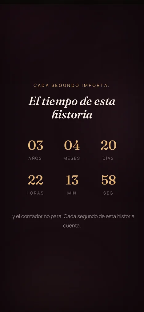 Contador de tiempo — Cada segundo de la historia de ustedes dos.