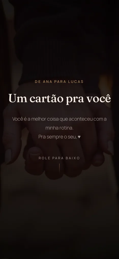 A capa — A abertura que revela a surpresa para vocês dois.