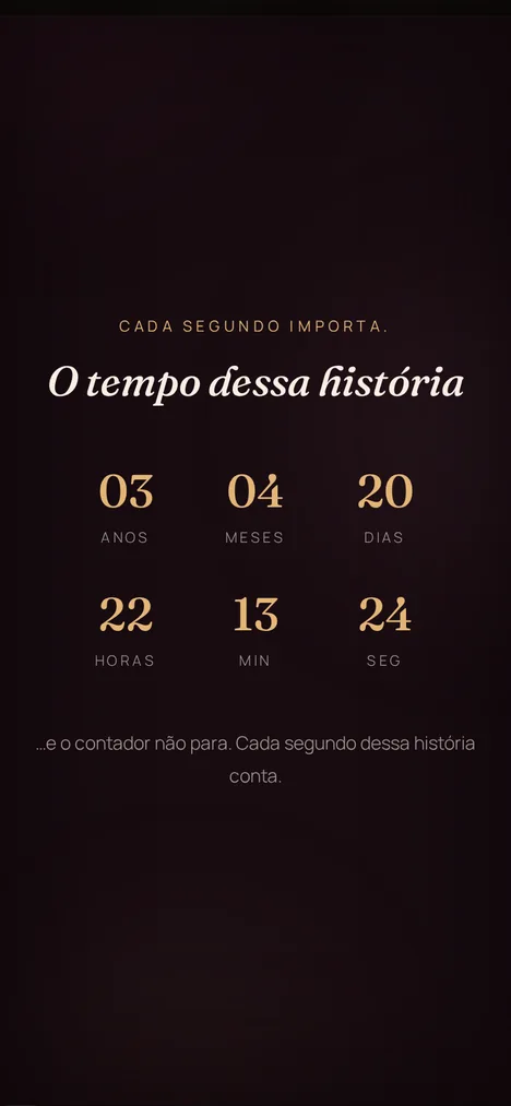 Contador do tempo — Cada segundo da história de vocês dois.