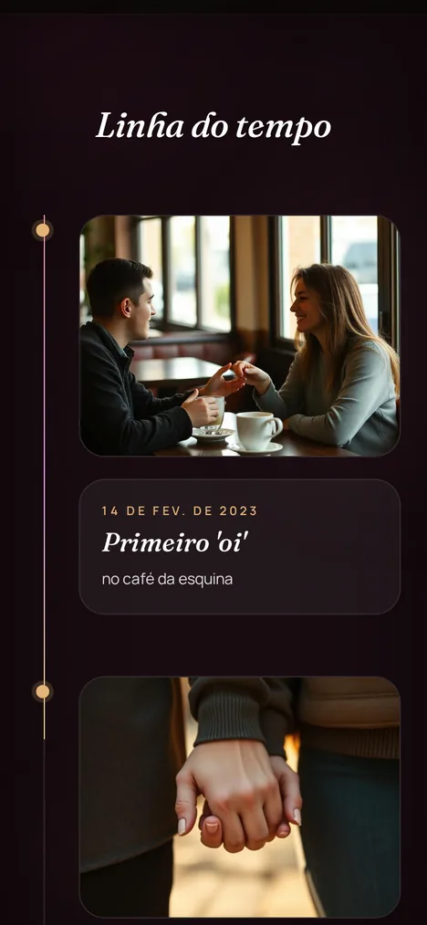 Linha do tempo — Os capítulos de vocês dois em ordem.