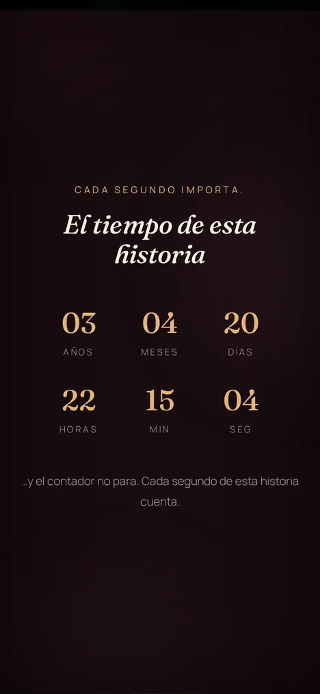 Contador de tiempo — Cada segundo de la historia de ustedes dos.