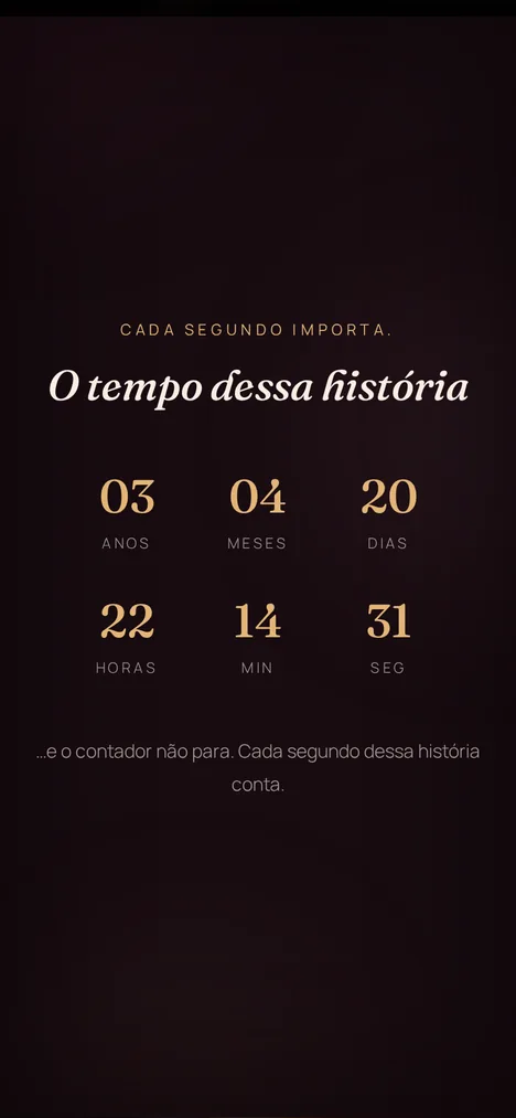 Contador do tempo — Cada segundo da história de vocês dois.