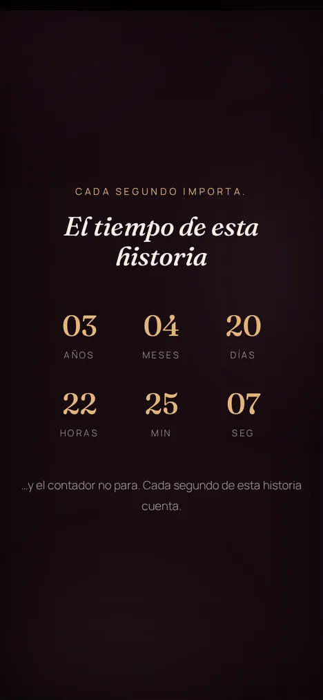 Contador de tiempo — Cada segundo de la historia de ustedes dos.