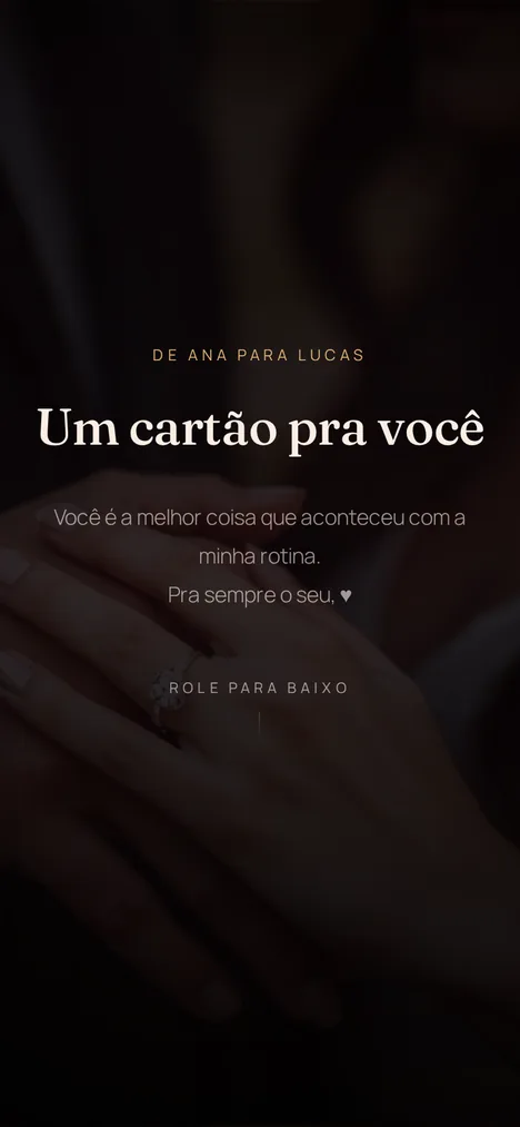 A capa — A abertura que revela a surpresa para vocês dois.