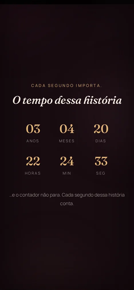 Contador do tempo — Cada segundo da história de vocês dois.
