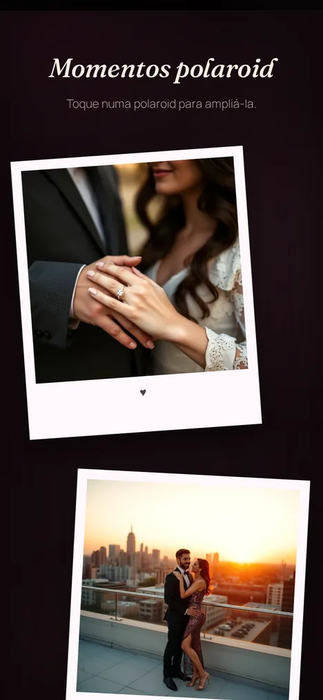 Polaroids — Memórias de vocês dois em moldura nostálgica.