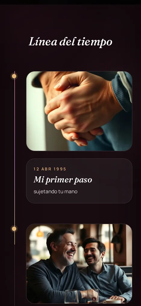 Línea del tiempo — Los capítulos de tú y tu papá en orden.