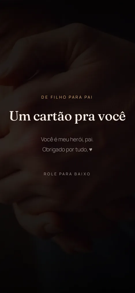 A capa — A abertura que revela a surpresa para você e seu pai.