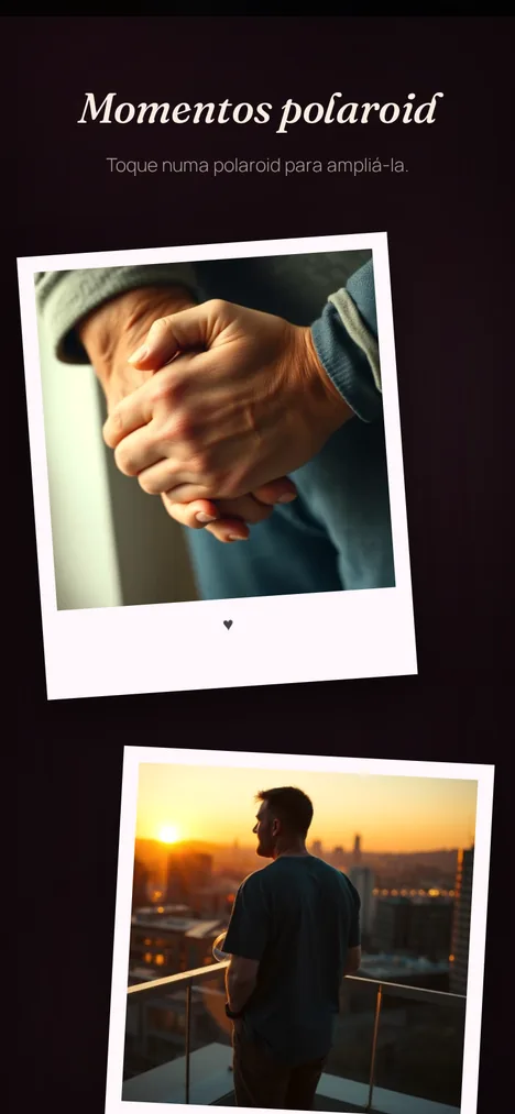 Polaroids — Memórias de você e seu pai em moldura nostálgica.