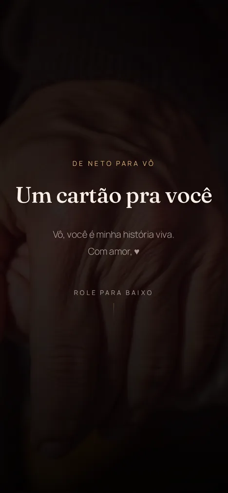 A capa — A abertura que revela a surpresa para você e seu avô.