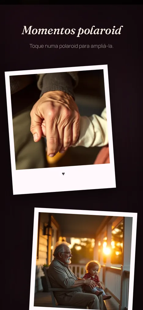 Polaroids — Memórias de você e seu avô em moldura nostálgica.